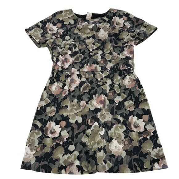 French Connection Dress Womens 10 Green Pink Floral Mini Pockets‎ - Picture 1 of 10